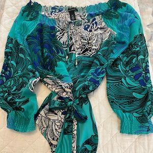 Silk top with removable belt